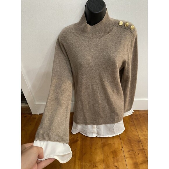 C By Bloomingdales Cashmere Sz XL Sweater Layered Brown/Tan Sweater Classic Chic - Picture 1 of 7